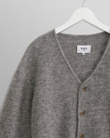 wax london men's Alban - Grey Marl Mohair Blend Cardigan