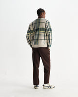 wax london men's Alban - Natural And Green Plaid Check Cardigan