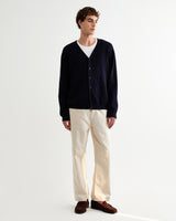 wax london men's Alban - Navy And Black Floral Jacquard Cardigan