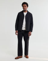 wax london men's Aldred - Black Linen-Cotton Revere Overshirt