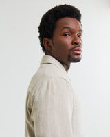 wax london men's Aldred - Natural Linen-Cotton Revere Overshirt