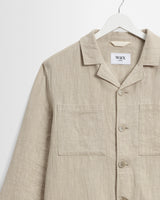 wax london men's Aldred - Natural Linen-Cotton Revere Overshirt