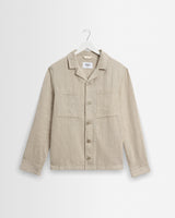 wax london men's Aldred - Natural Linen-Cotton Revere Overshirt