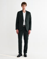 wax london men's Alp - Dark Green Linen Slim Fit Trousers
