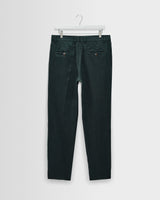 wax london men's Alp - Dark Green Linen Slim Fit Trousers