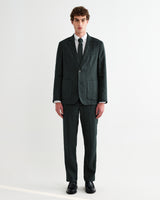 wax london men's Alp - Dark Green Linen Slim Fit Trousers