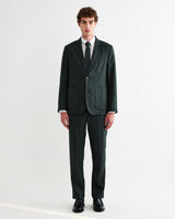 wax london men's Alp - Dark Green Linen Slim Fit Trousers