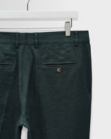 wax london men's Alp - Dark Green Linen Slim Fit Trousers
