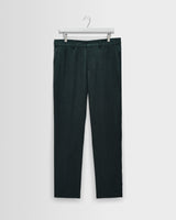 wax london men's Alp - Dark Green Linen Slim Fit Trousers