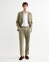 wax london men's Alp - Khaki Linen Slim Fit Trousers