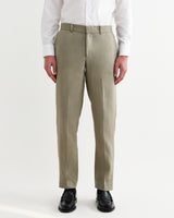 wax london men's Alp - Khaki Linen Slim Fit Trousers