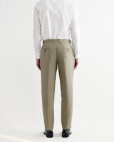 wax london men's Alp - Khaki Linen Slim Fit Trousers
