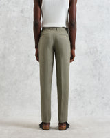 wax london men's Alp - Khaki Linen Trousers