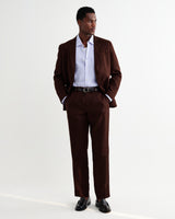 wax london men's Alp - Merlot Linen Slim Fit Trousers