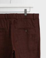 wax london men's Alp - Merlot Linen Slim Fit Trousers