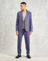 wax london men's Alp - Mid-Blue Linen Trousers