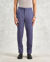 wax london men's Alp - Mid-Blue Linen Trousers