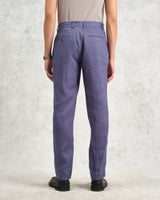 wax london men's Alp - Mid-Blue Linen Trousers