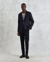 wax london men's Alp - Midnight Navy Linen Trousers