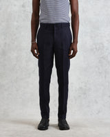 wax london men's Alp - Midnight Navy Linen Trousers