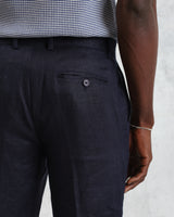 wax london men's Alp - Midnight Navy Linen Trousers