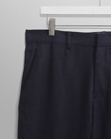 wax london men's Alp - Midnight Navy Linen Trousers
