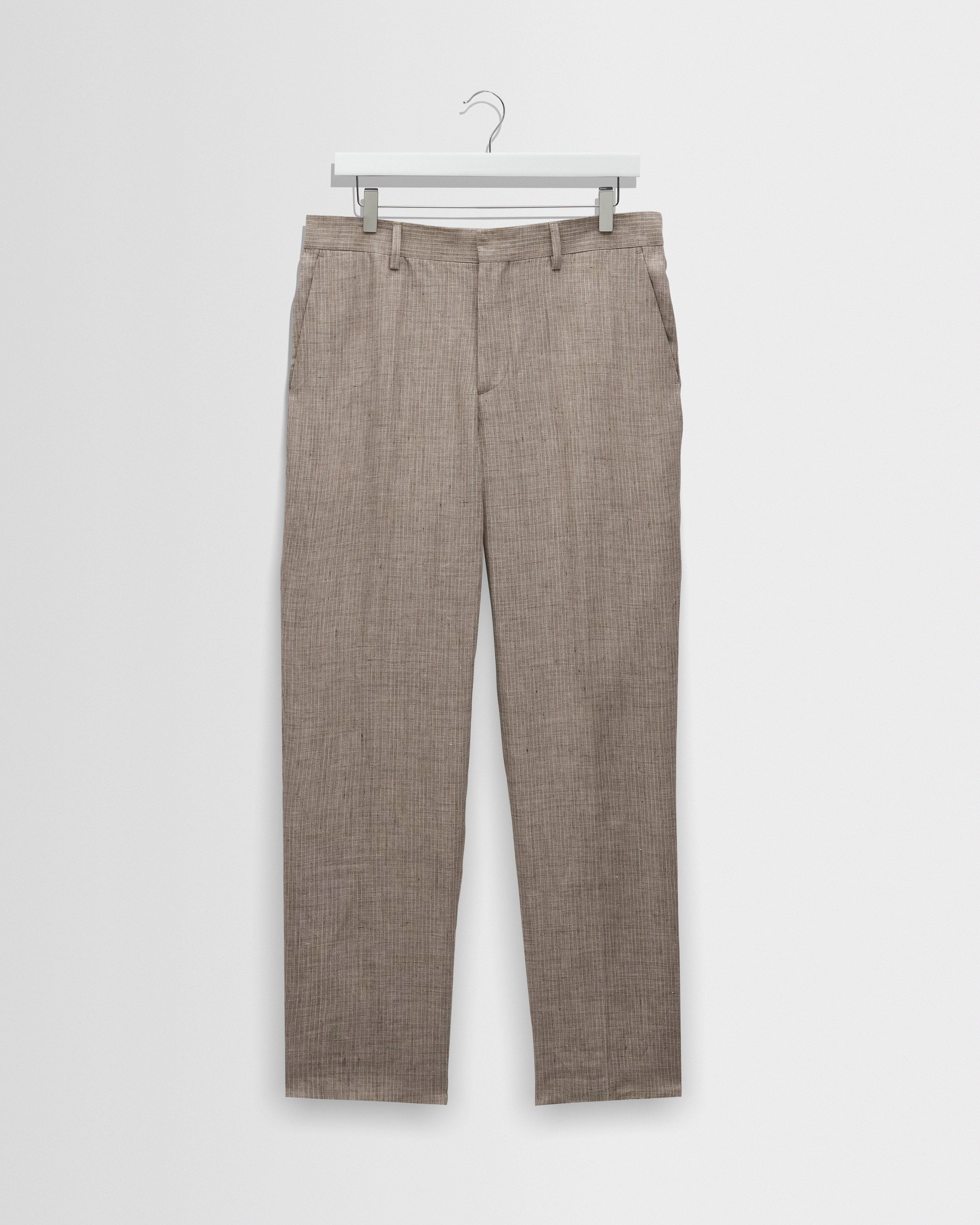 【00’s EURO】Stripe Linen Slacks Men's Natural And Brown Stripe Linen Trousers | Wax London