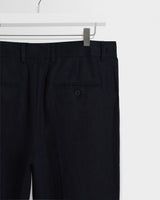 wax london men's Alp - Navy Linen Slim Fit Trousers