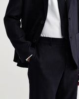 wax london men's Alp - Navy Linen Slim Fit Trousers