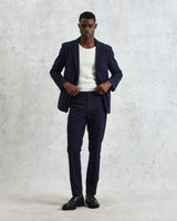 wax london men's Alp - Navy Seersucker Trousers