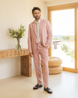wax london men's Alp - Pale Pink Linen Trousers