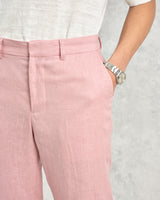 wax london men's Alp - Pale Pink Linen Trousers