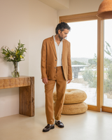 wax london men's Alp - Tan Linen Trousers