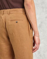 wax london men's Alp - Tan Linen Trousers