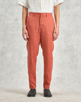 wax london men's Alp - Terracotta Linen Trousers