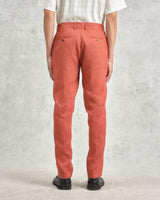 wax london men's Alp - Terracotta Linen Trousers