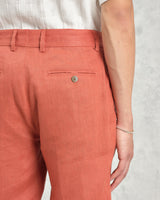wax london men's Alp - Terracotta Linen Trousers