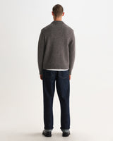 wax london men's Alpha - Brown And Grey Fleck Twist Zip Polo