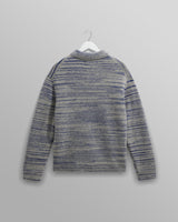 wax london men's Alpha - Grey And Blue Space Dye Zip Polo