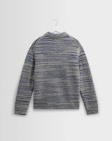 wax london men's Alpha - Grey And Blue Space Dye Zip Polo