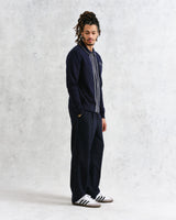wax london men's Amble - Navy Milano-Knit Long Sleeve Polo