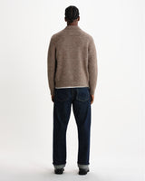 wax london men's Ashford - Brown And Grey Mohair Twist Polo Jumper