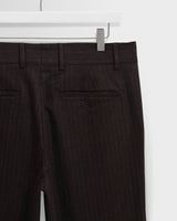 wax london men's Aston - Dark Brown Wool Pinstripe Trousers