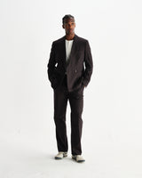 wax london men's Aston - Dark Brown Wool Pinstripe Trousers