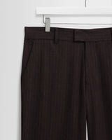 wax london men's Aston - Dark Brown Wool Pinstripe Trousers
