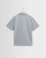 wax london men's Atwood - Blue Textured Organic Cotton Polo Shirt