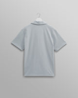 wax london men's Atwood - Blue Textured Organic Cotton Polo Shirt