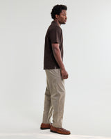 wax london men's Atwood - Dark Brown Textured Organic Cotton Polo Shirt