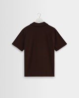 wax london men's Atwood - Dark Brown Textured Organic Cotton Polo Shirt