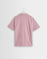 wax london men's Atwood - Dusty Pink Textured Organic Cotton Polo Shirt